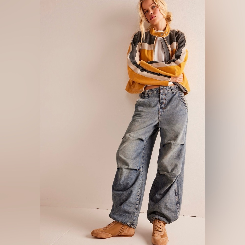 NWOT We The Free Newbies Solid Slouchy Jeans In Color Dragonstone